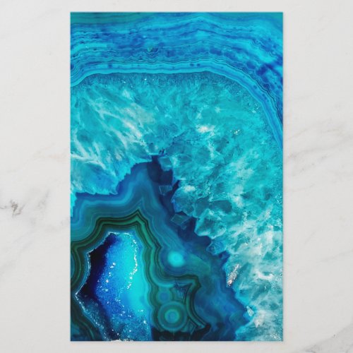 Modern Blue Marble Agate Stationery