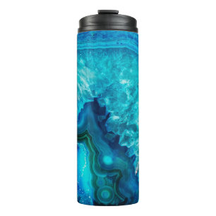 Modern Blue Marble Agate Thermal Tumbler