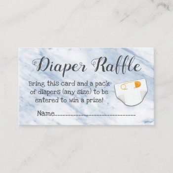 Modern Blue Marble Baby Shower Diaper Raffle Cards by CustomInvites at Zazzle