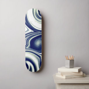 Modern blue Marble Texture Skate Deck