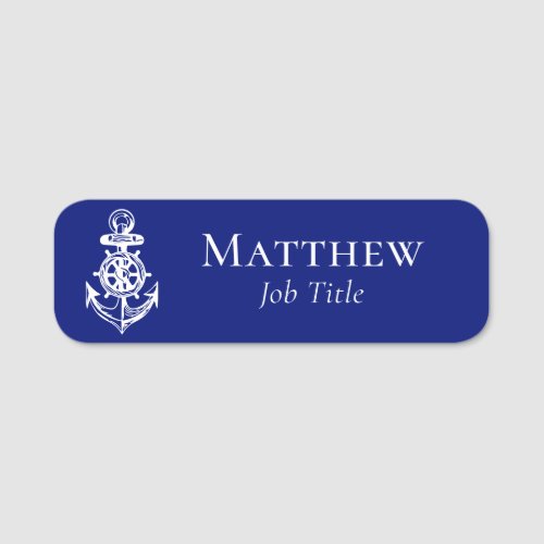 Modern Blue Marine Nautical Boat Business Name Tag