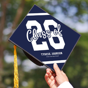 Modern Blue Masculine 2026 Graduation Cap Topper