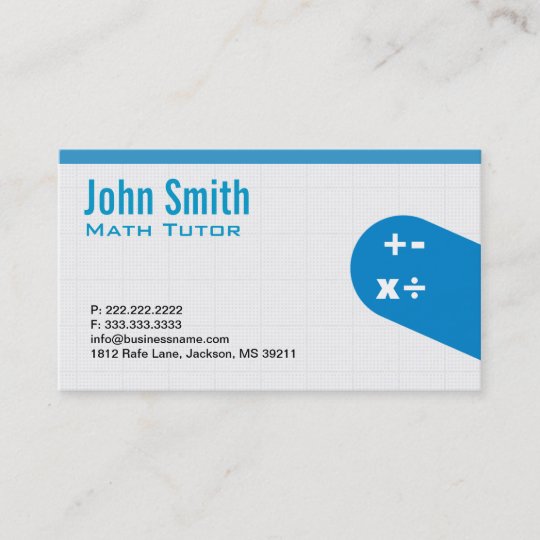 Modern Blue Math Tutor Business Card | Zazzle.com