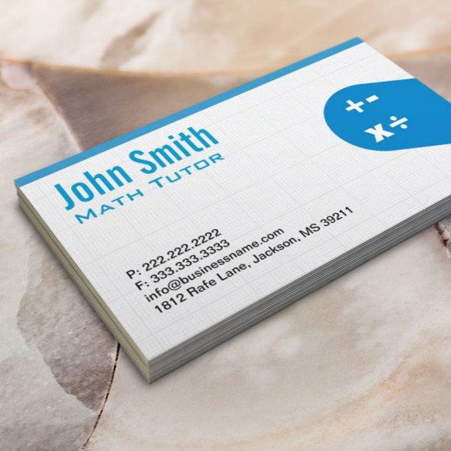 Modern Blue Math Tutor Business Card (Creator Uploaded)
