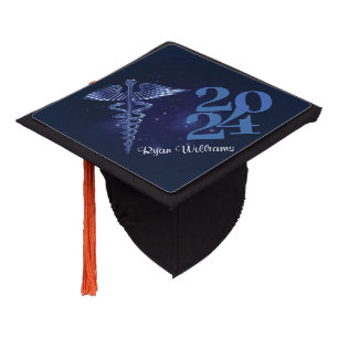 Modern Blue Medical Graduation Party Cap Topper