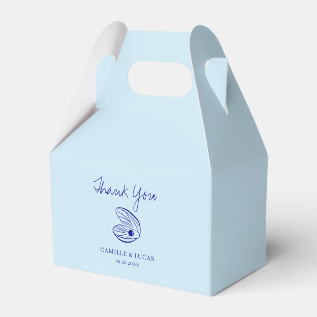 Modern Blue Mediterranean Shell Wedding  Favor Boxes (Front Side)