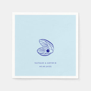 Modern Blue Mediterranean Shell Wedding Napkins
