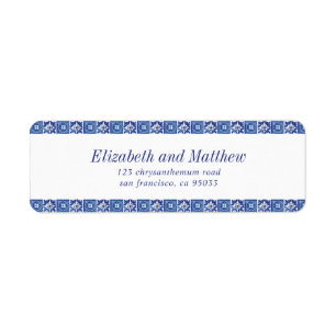 Modern Blue Mediterranean Wedding Return Address Label