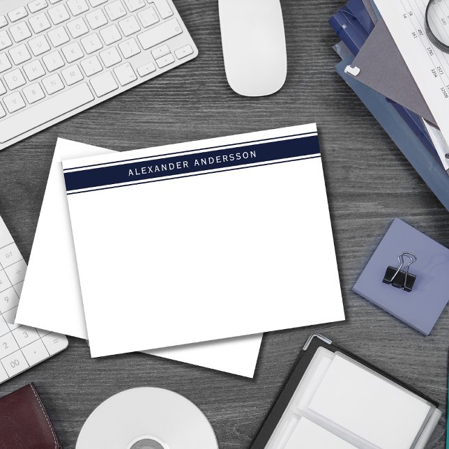 Modern Blue Men's Personalized Note Card (Creator Uploaded)