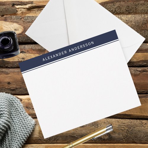 Modern Blue Mens Personalized Note Card