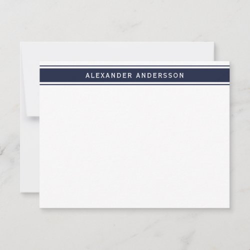 Modern Blue Mens Personalized Note Card