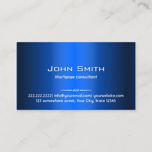 Modern Blue Metal Mortgage Agent Business Card