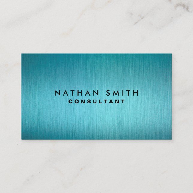 Modern Blue Metal Professional Business Card (Front)