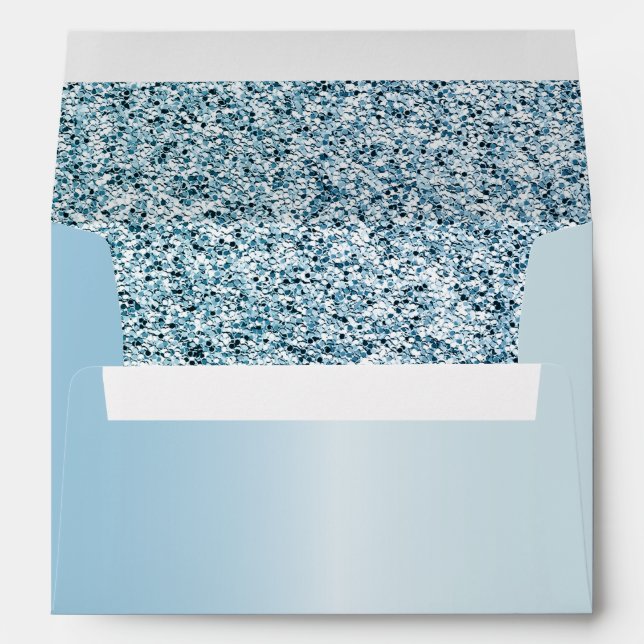 Modern Blue Metallic with Glitter Party  Envelope (Back (Bottom))