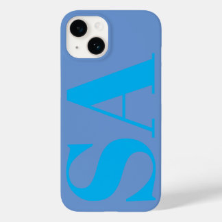 Modern blue minimal monogram Case-Mate iPhone 14 case