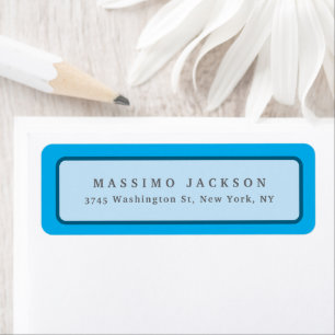 Modern Blue Minimalist Plain Elegant Name Custom Label