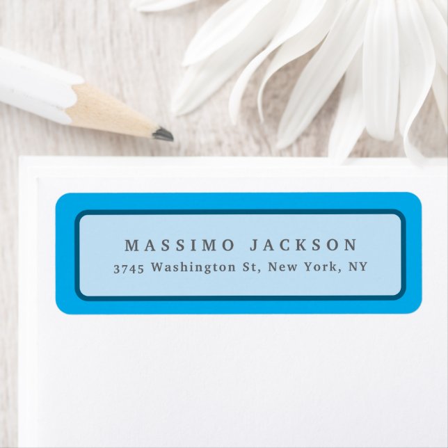 Modern Blue Minimalist Plain Elegant Name Custom Label (Insitu)