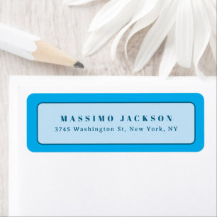 Modern Blue Minimalist Plain Elegant Name Custom Label