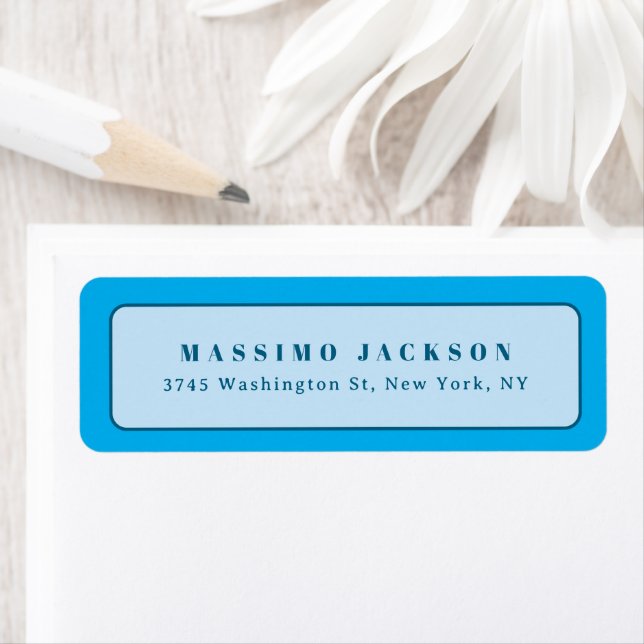 Modern Blue Minimalist Plain Elegant Name Custom Label (Insitu)