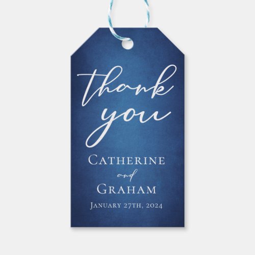 Modern Blue Minimalist Waterfront Evening Wedding Gift Tags