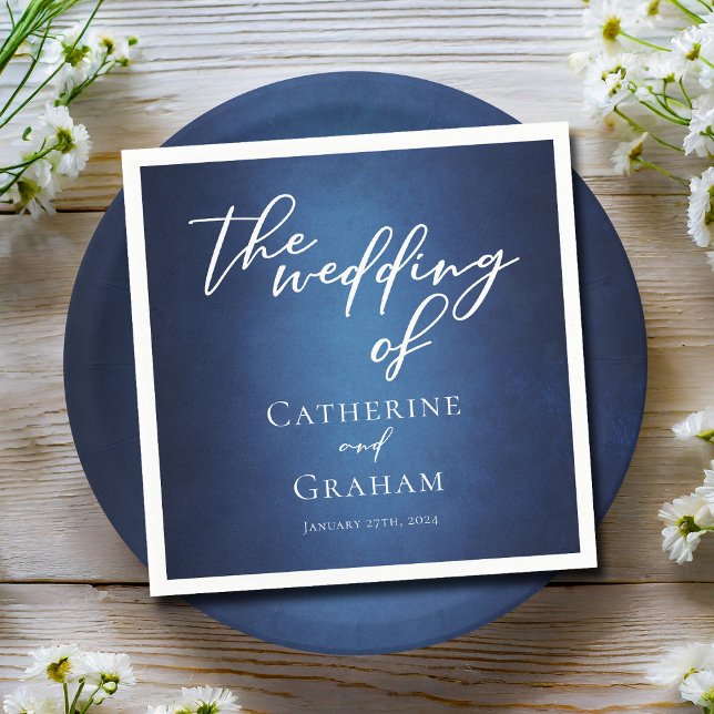 Modern Blue Minimalist Waterfront Evening Wedding Napkins (Creator Uploaded)
