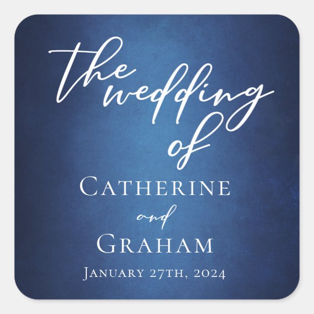 Modern Blue Minimalist Waterfront Evening Wedding Square Sticker (Front)