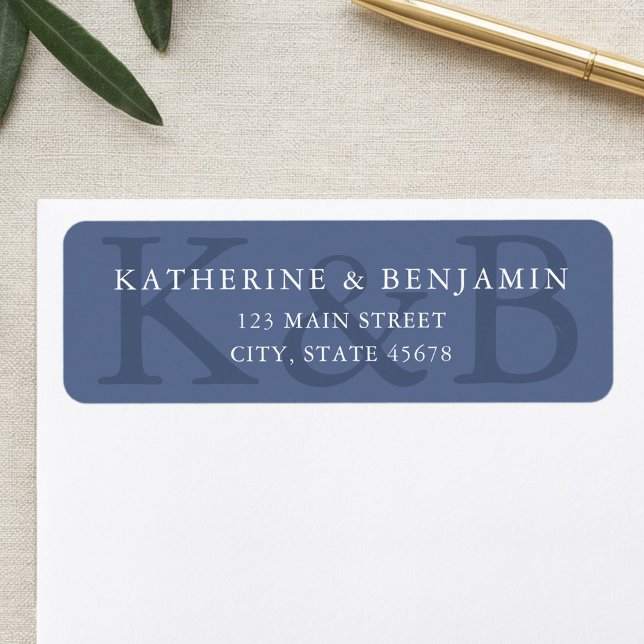 Modern Blue Minimalist Wedding Return Address Label (Creator Uploaded)