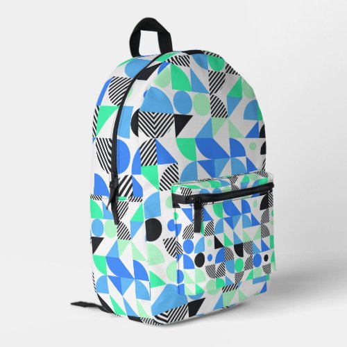 Modern Blue Mint Geometric  Printed Backpack