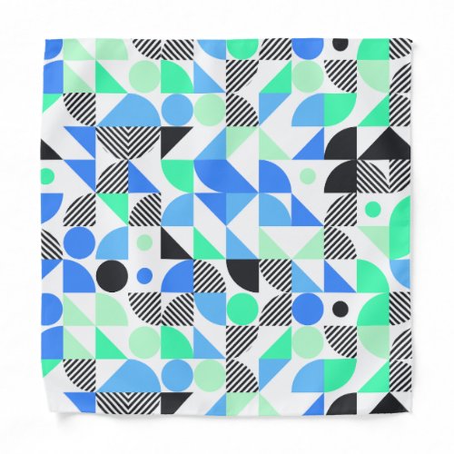 Modern Blue Mint Geometric Shapes Bandana