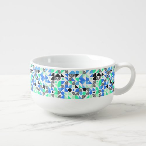 Modern Blue Mint Geometric Soup Mug