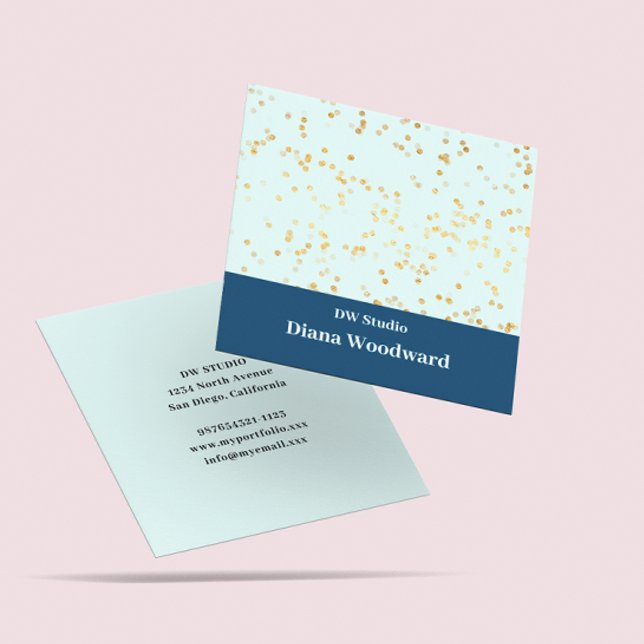 Modern Blue Mint Gold Sparkles  Business Card (Creator Uploaded)