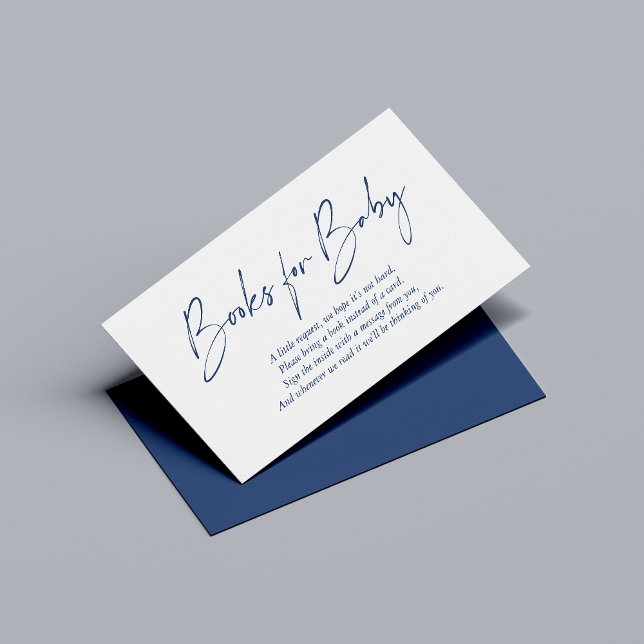 Modern Blue Modern Handwritten Books for Baby Enclosure Card (Modern Blue Books for Baby | Baby Shower Enclosure Cards)