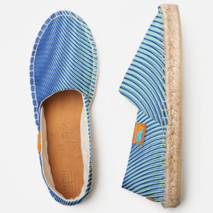 Modern Blue Moiré Stripes Trippy Abstract Cool Fun Espadrilles
