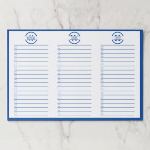 Modern Blue Monogram 3 To Do Lists Paper Pad