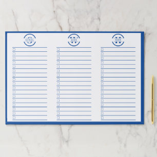 Modern Blue Monogram 3 To Do Lists Paper Pad