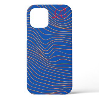 Modern Blue Monogram Case-Mate iPhone Case