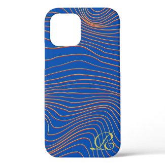 Modern Blue Monogram Case-Mate iPhone Case