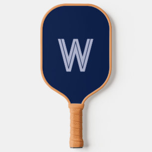 Modern blue monogram initial pickleball paddle
