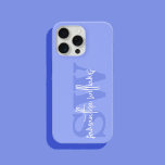 Modern Blue Monogram Initial Script Name iPhone 14 Case<br><div class="desc">Modern Blue Monogram Initial Script Name iPhone Case</div>