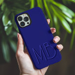 Modern Blue Monogram Initials Contemporary iPhone 16 Pro Max Case<br><div class="desc">Modern Blue Monogram Initials Contemporary Phone 16 Pro Max Cases features a your custom personalized monogram in modern script typography. Perfect for family and friends for birthdays,  Christmas,  holidays,  Mother's Day,  Father's Day and more. Designed by ©2024 Evco Holidays www.zazzle.com/store/evcoholidays</div>