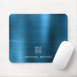 Modern Blue Monogram  Mouse Pad