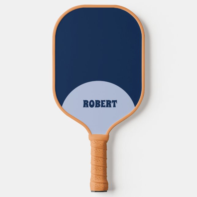 Modern blue monogram name pickleball paddle (Front)