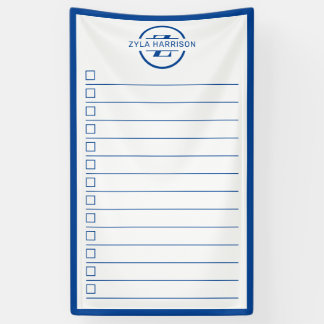 Modern Blue Monogram Name To Do List Banner