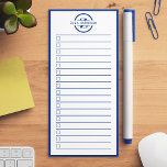 Modern Blue Monogram Name To Do List  Magnetic Notepad<br><div class="desc">Another useful notepad by JessicaAmber! You can now keep track of all your important tasks, in one easy location. This minimalist white notebook features a blue border, and text in a circle that says your name over a letter monogram. You can edit the text and colors as needed in the...</div>