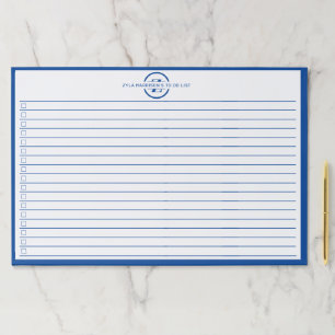 Modern Blue Monogram Name To Do List Paper Pad