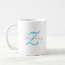 Modern Blue Monogram & Script Name Personalized 