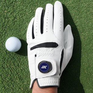 Modern Blue Monogram Simple Minimalist White Sport Golf Glove