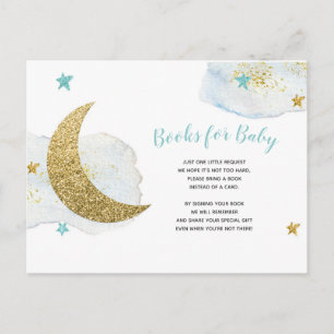 Modern Blue Moon Glitter Books For Baby Card