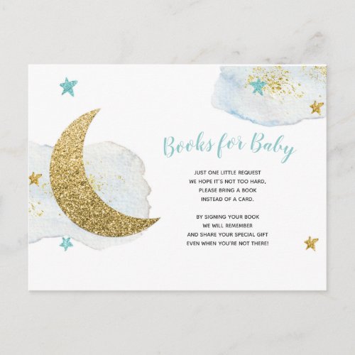 Modern Blue Moon Glitter Books For Baby Card