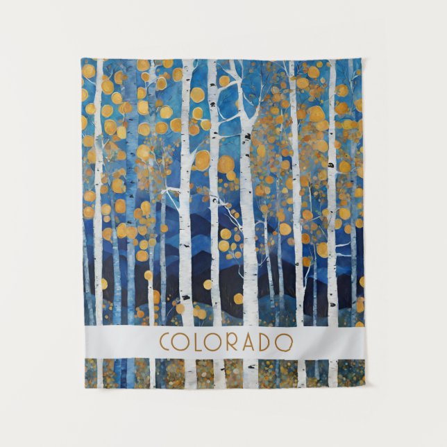 Modern Blue Mountain Nature Wall Tapestry (Front)